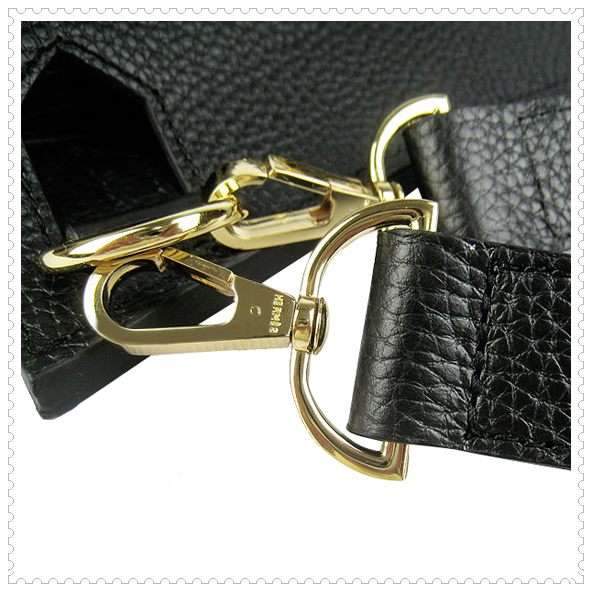 Hermes Jypsiere shoulder bag black with gold hardware